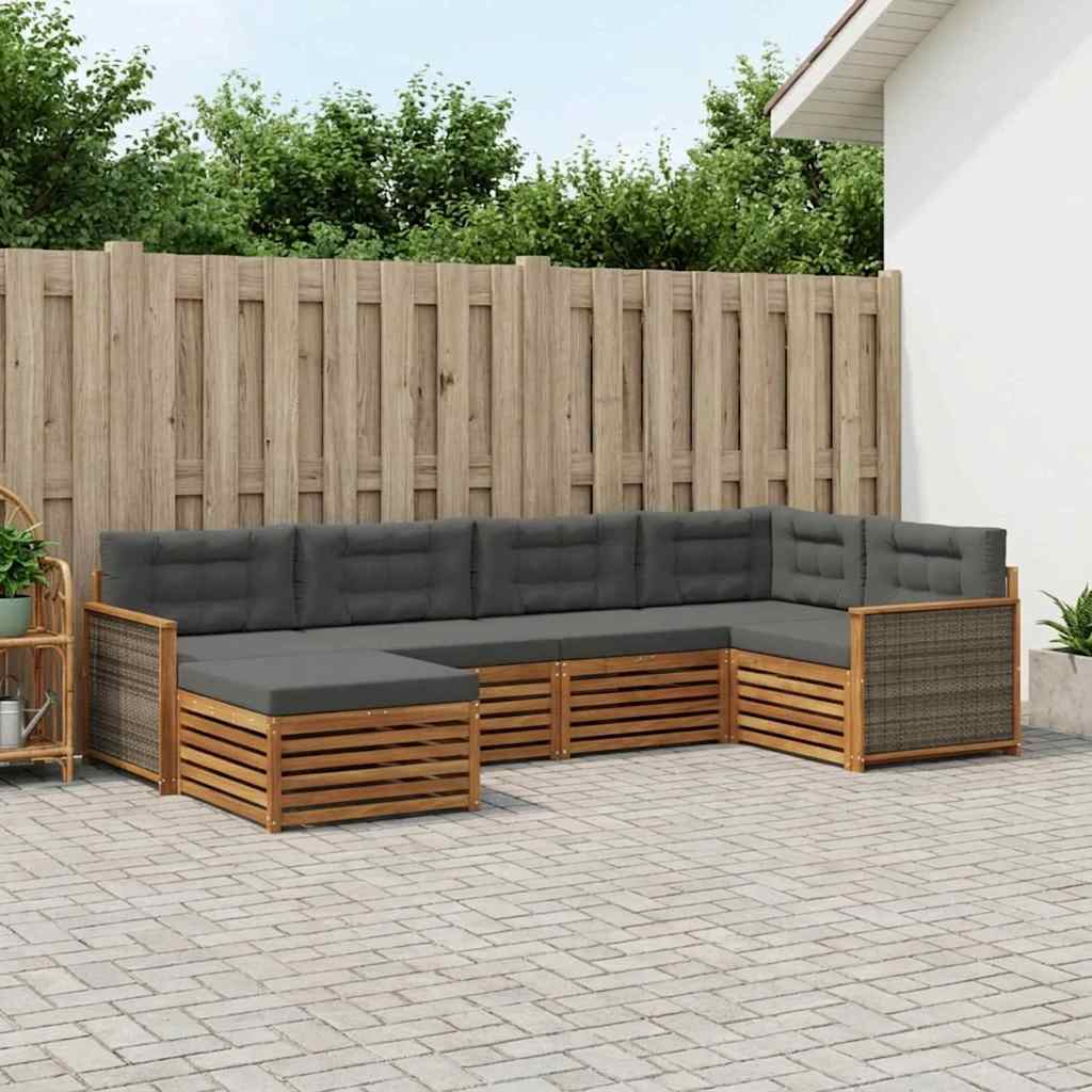 Set vanjskih sofa s jastukom 6 pcs Prirodna i antracit