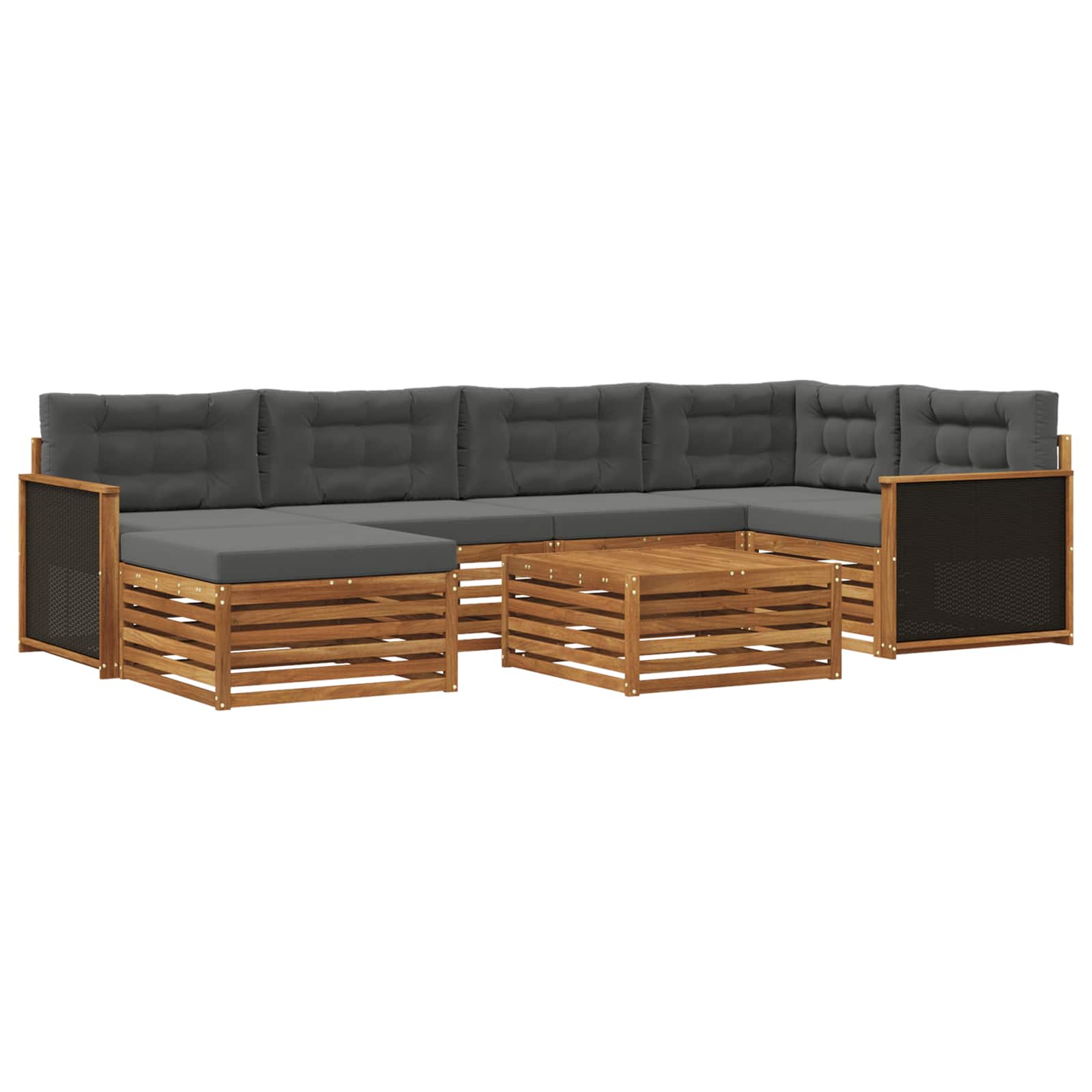 Set vanjskih sofa 7 kom. Prirodna i antracit