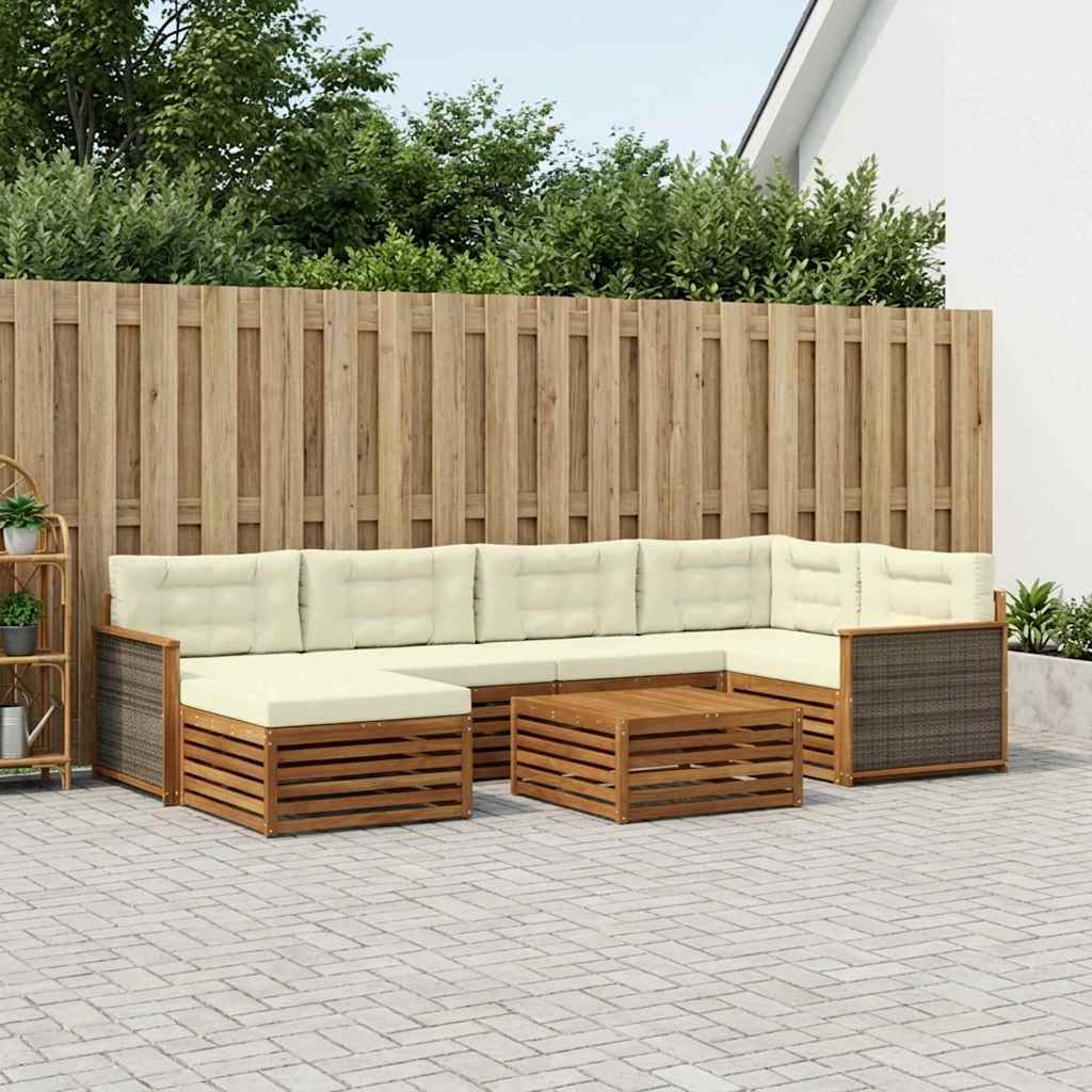 Set vanjskih sofa 7 kom. Prirodna i krem