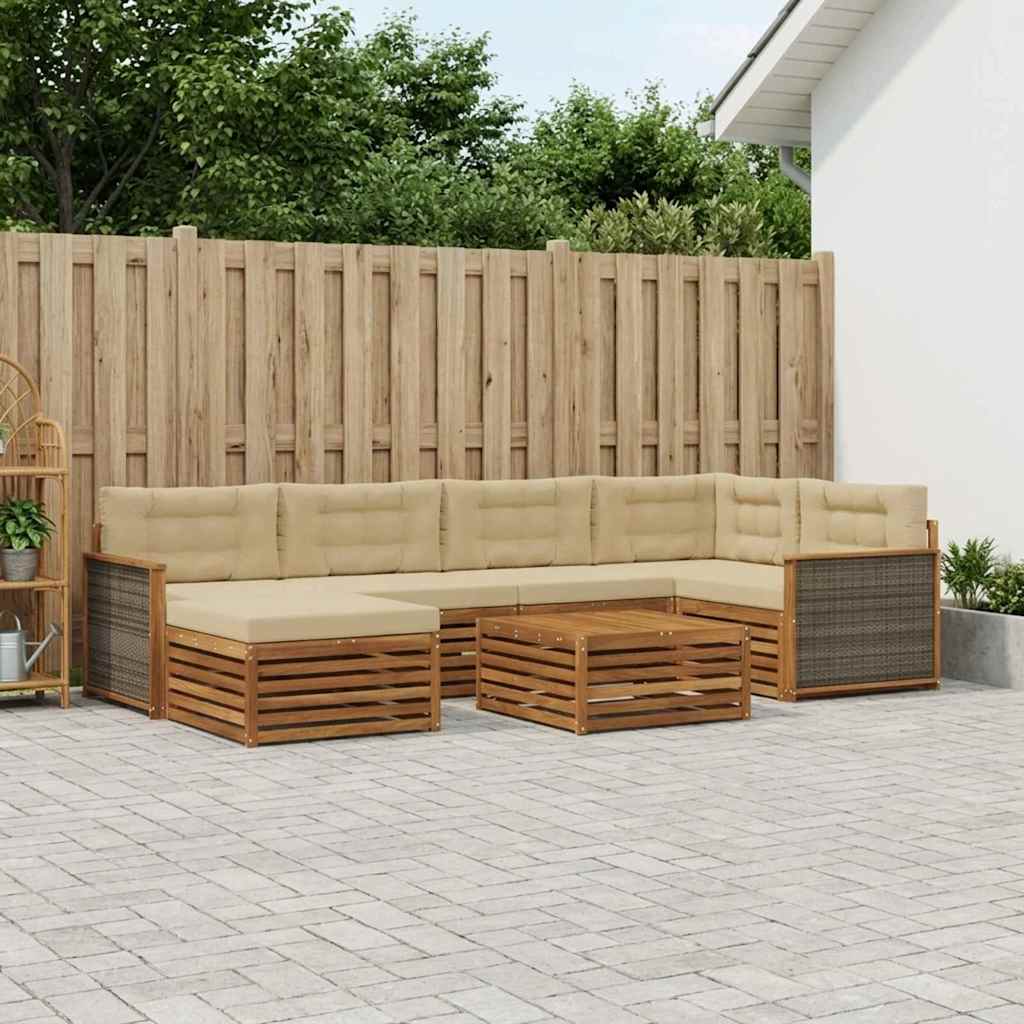 Set vanjskih sofa 7 kom. Prirodna i bež