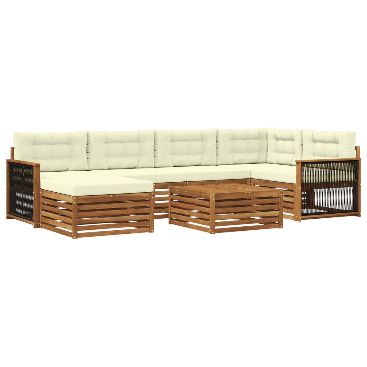 Set vanjskih sofa 7 kom. Prirodna i krem