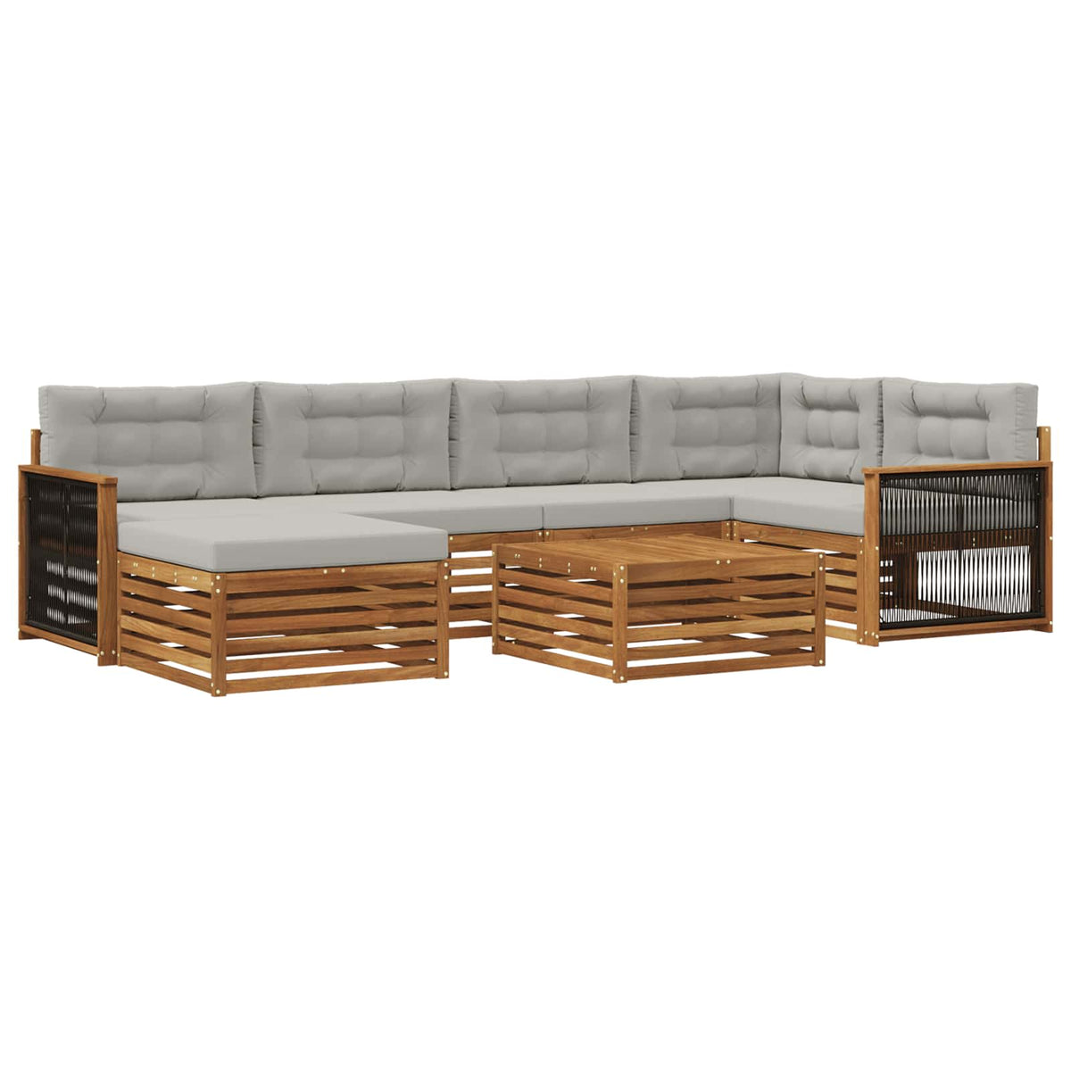 Set vanjskih sofa 7 kom. Prirodna i svjetlosiva