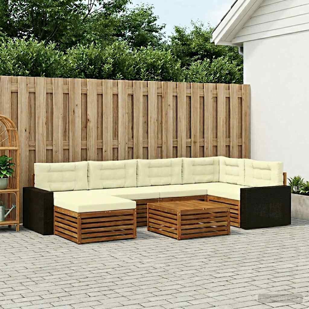 Set vanjskih sofa 7 kom. Prirodna i krem