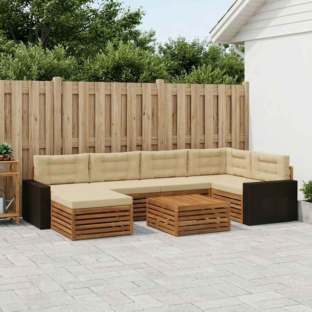 Set vanjskih sofa 7 kom. Prirodna i bež