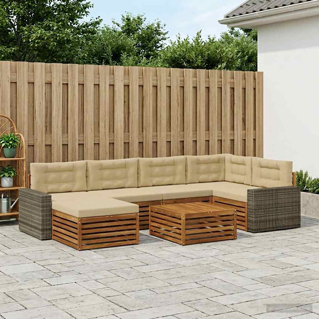 Set vanjskih sofa 7 kom. Prirodna i bež