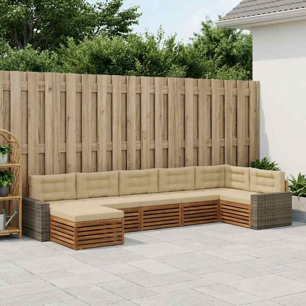 Set vanjskih sofa 7 kom. Prirodna i bež
