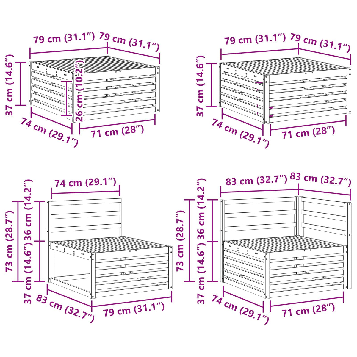 Set vanjskih sofa 8 kom. Prirodna