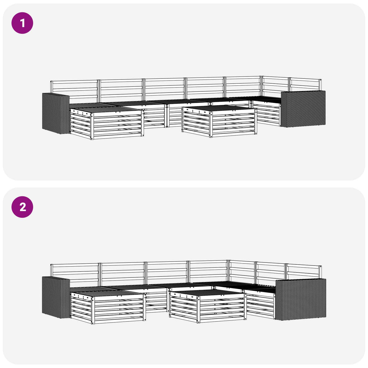 Set vanjskih sofa 8 kom. Prirodna