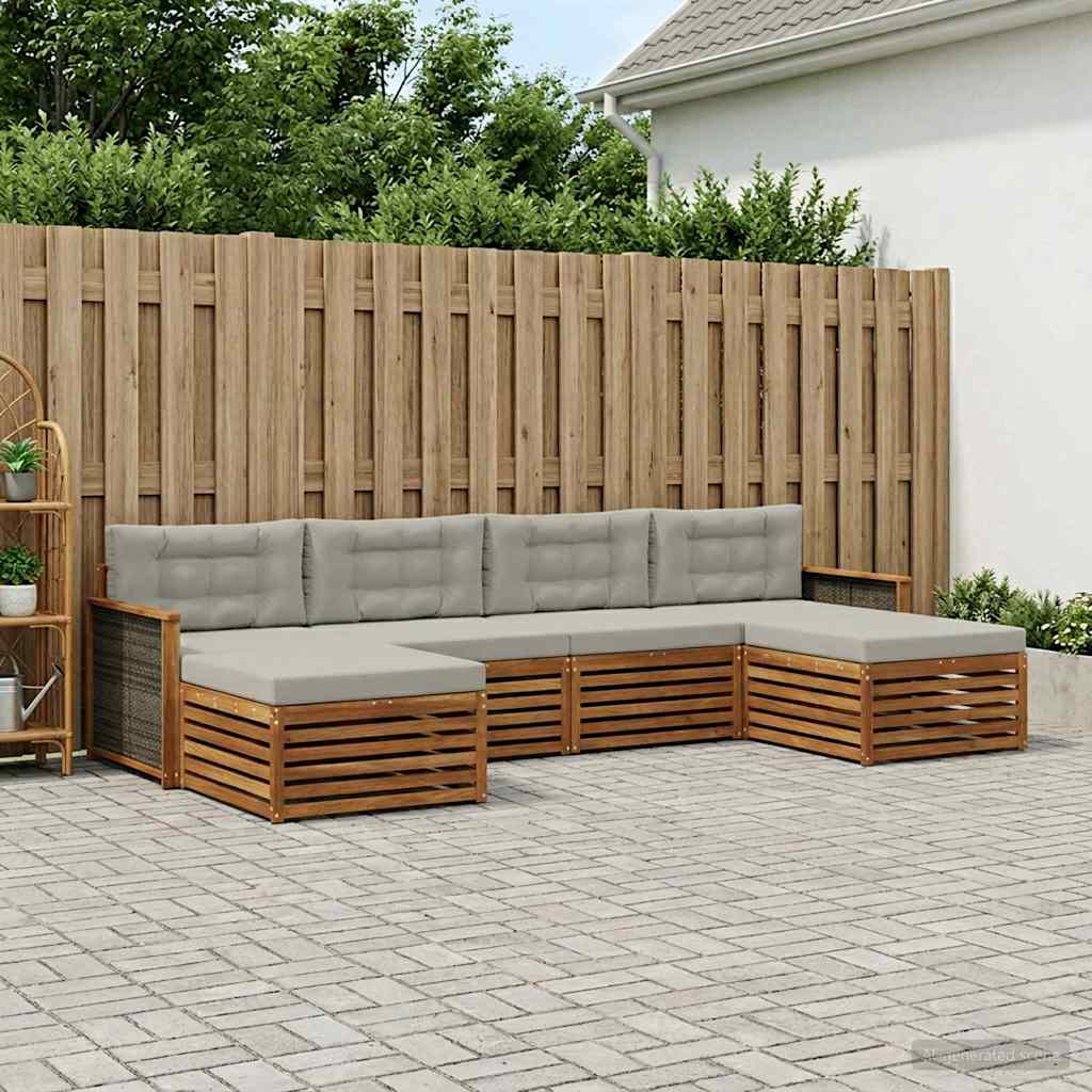 Set vanjskih sofa 6 kom. Čvrsto drvo akacije