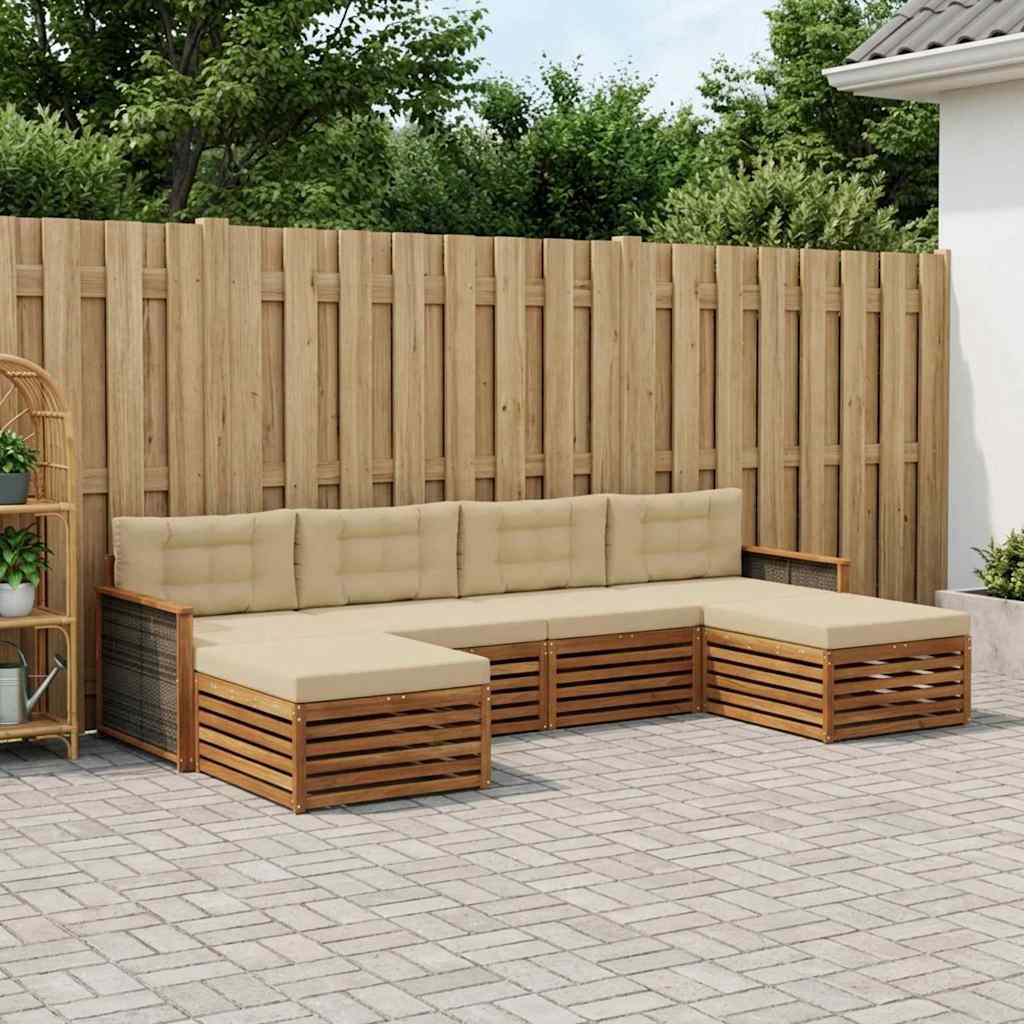 Set vanjskih sofa 6 kom. Čvrsto drvo akacije