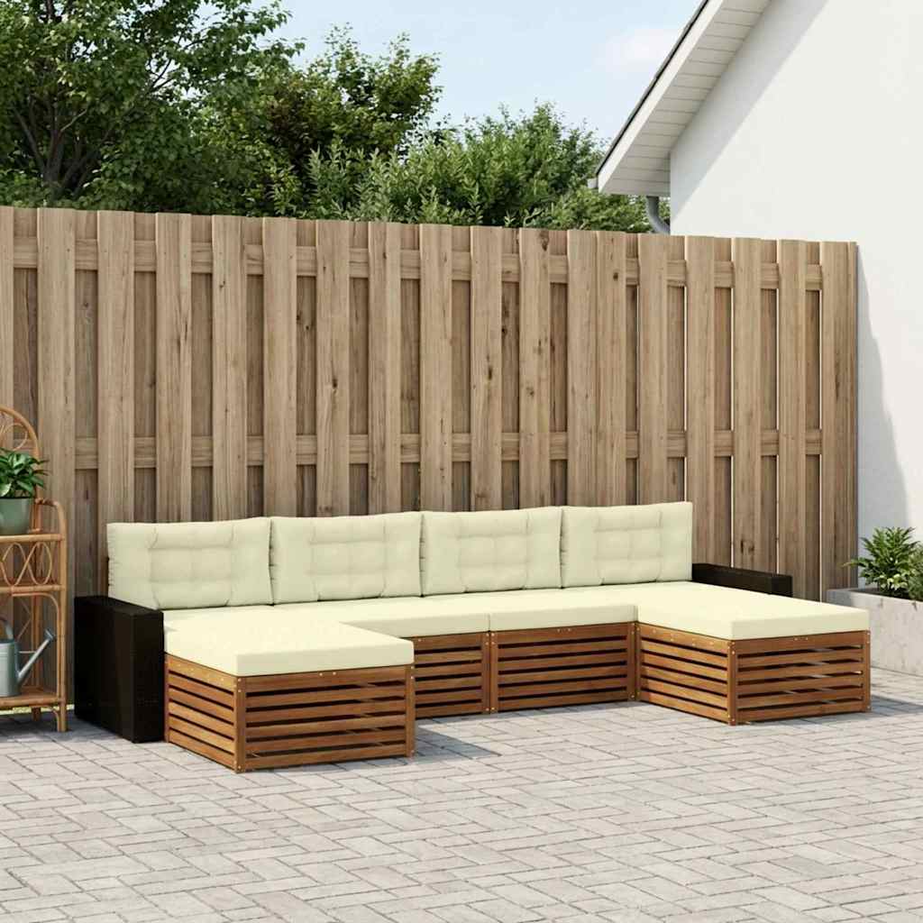 Set vanjskih sofa 6 kom. Čvrsto drvo akacije