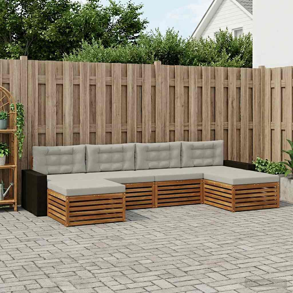 Set vanjskih sofa 6 kom. Čvrsto drvo akacije