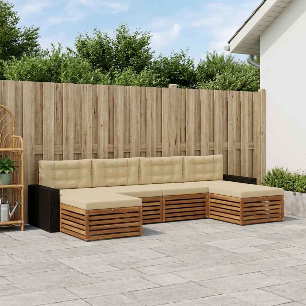 Setovi sofa s jastukom 6 pcs Čvrsto drvo akacije