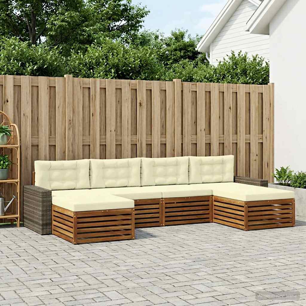 Setovi sofa s jastukom 6 pcs Čvrsto drvo akacije