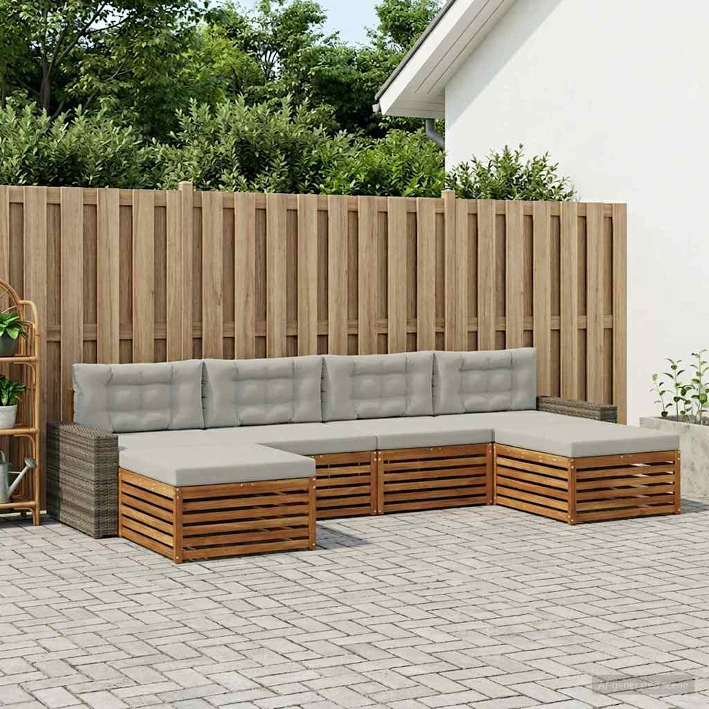Setovi sofa s jastukom 6 pcs Čvrsto drvo akacije