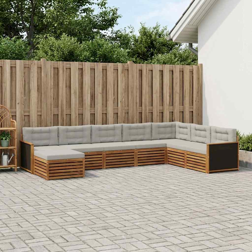 Set vanjskih sofa 8 kom. Prirodna i svjetlosiva