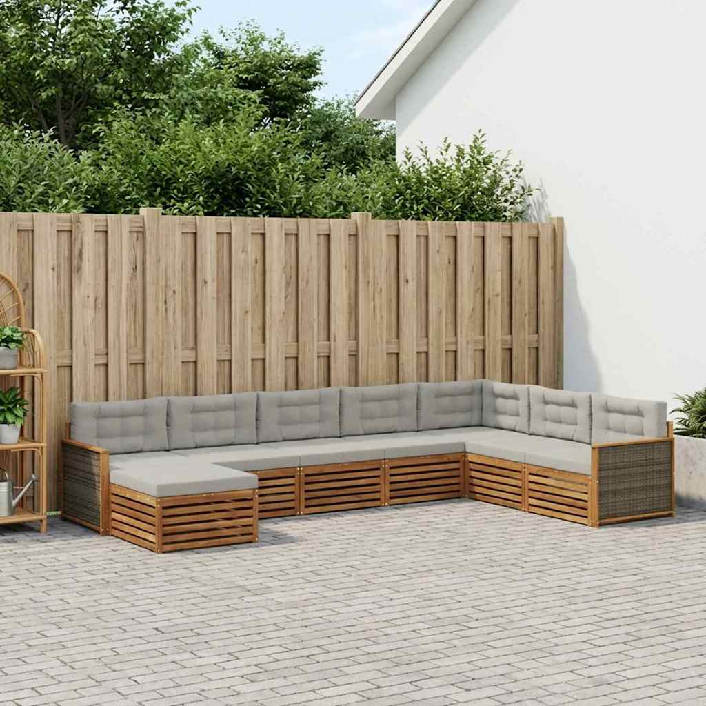 Set vanjskih sofa 8 kom. Prirodna i svjetlosiva