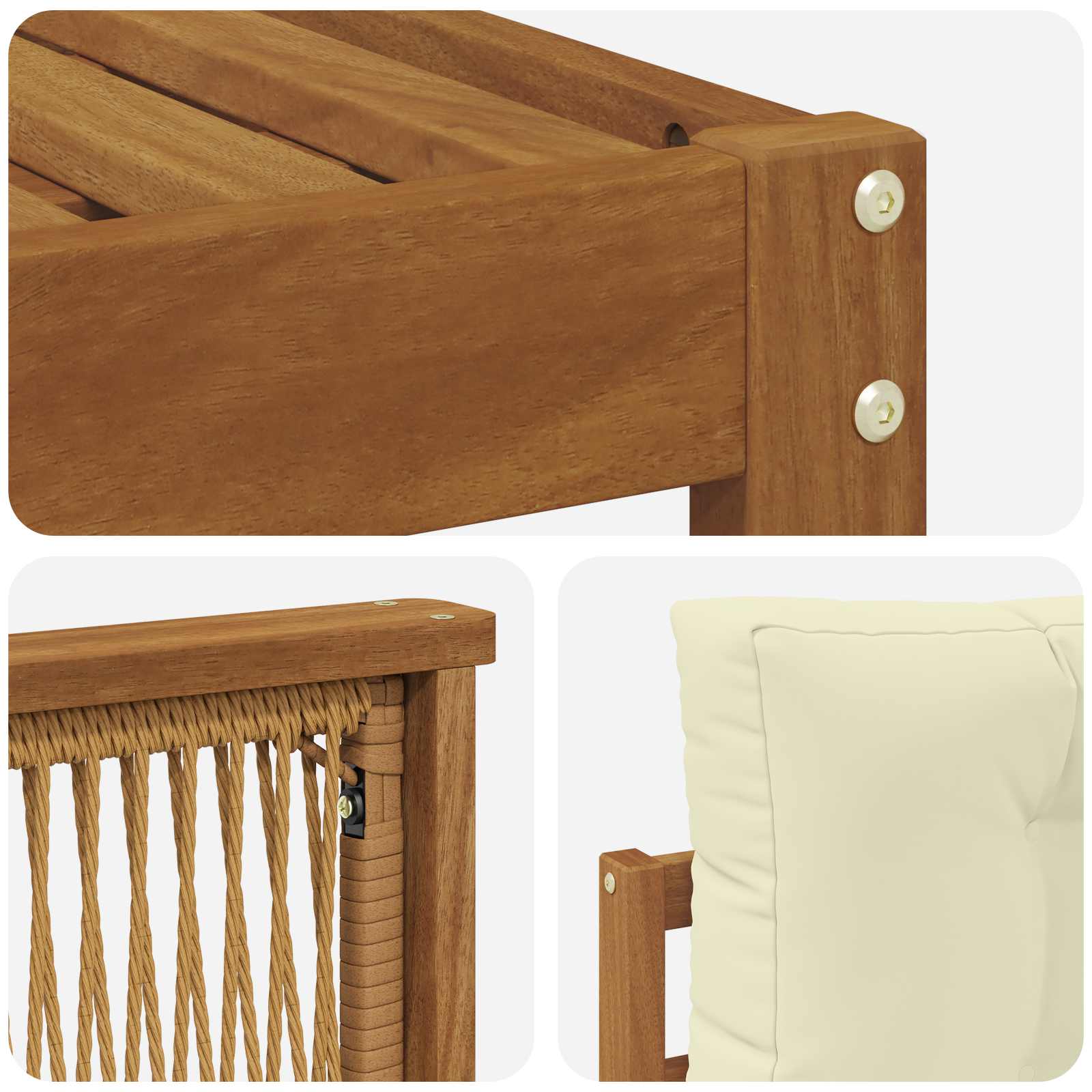 Set vanjskih sofa 8 kom. Prirodna i krem Čvrsto drvo akacije