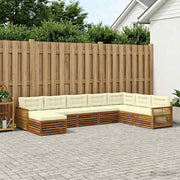 Set vanjskih sofa 8 kom. Prirodna i krem Čvrsto drvo akacije