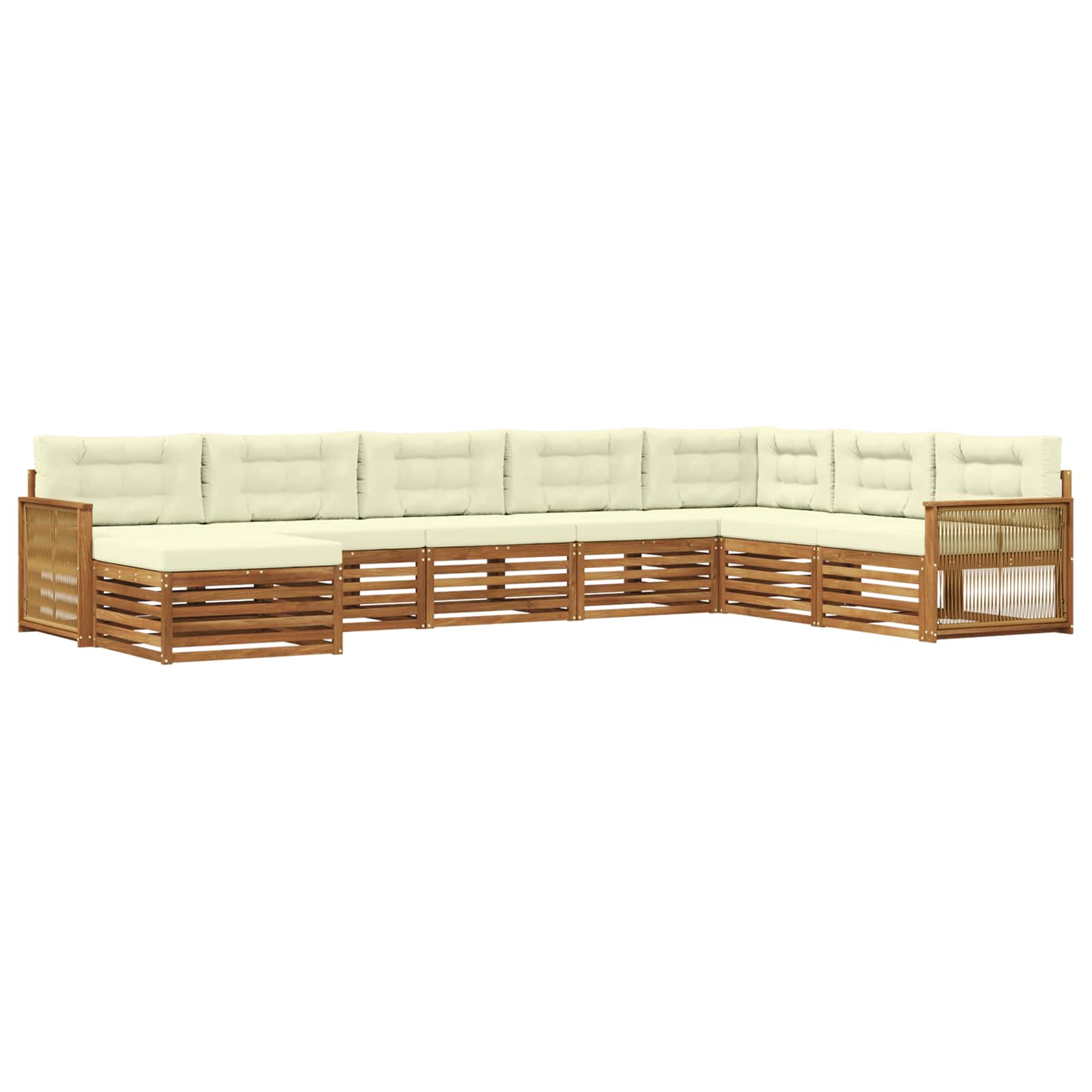 Set vanjskih sofa 8 kom. Prirodna i krem Čvrsto drvo akacije