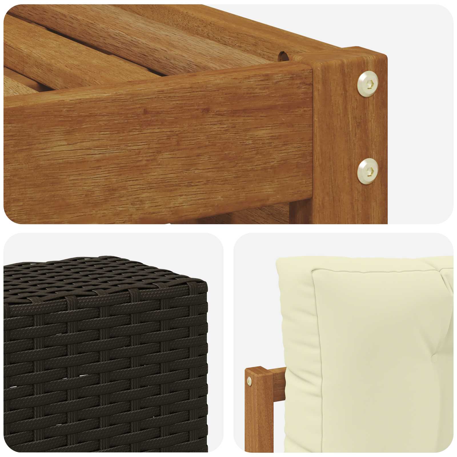 Set vanjskih sofa 8 kom. Prirodna i krem Čvrsto drvo akacije