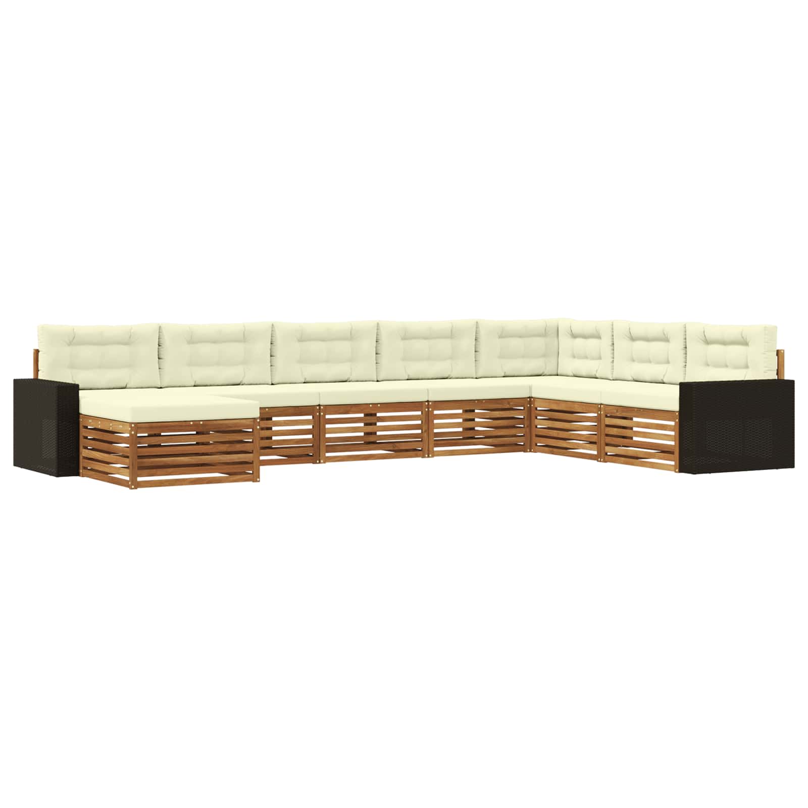 Set vanjskih sofa 8 kom. Prirodna i krem Čvrsto drvo akacije