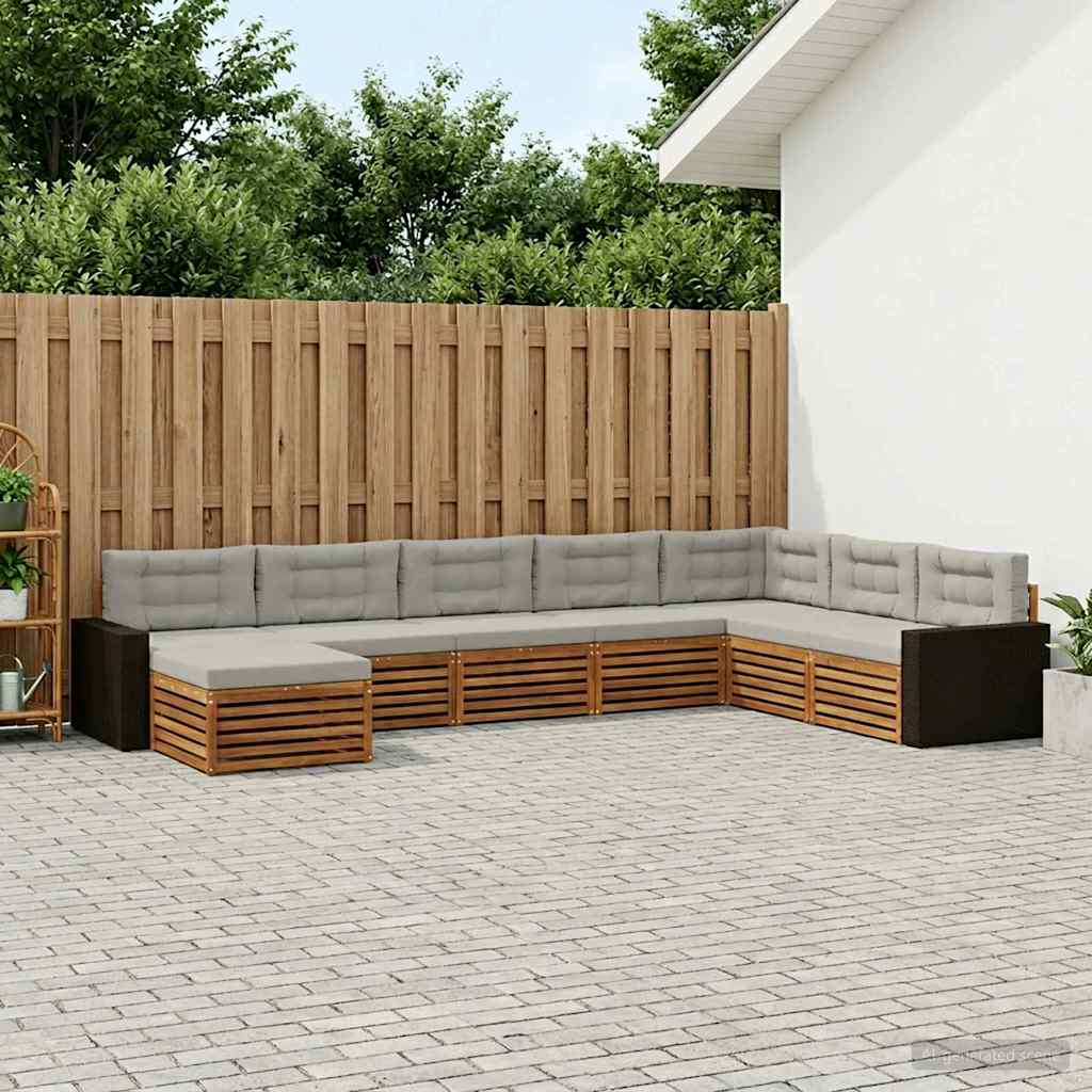 Set vanjskih sofa 8 kom. Prirodna i svjetlosiva