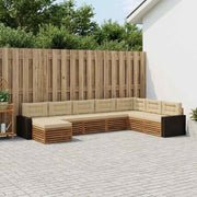 Set vanjskih sofa 8 kom. Prirodna i bež Čvrsto drvo akacije