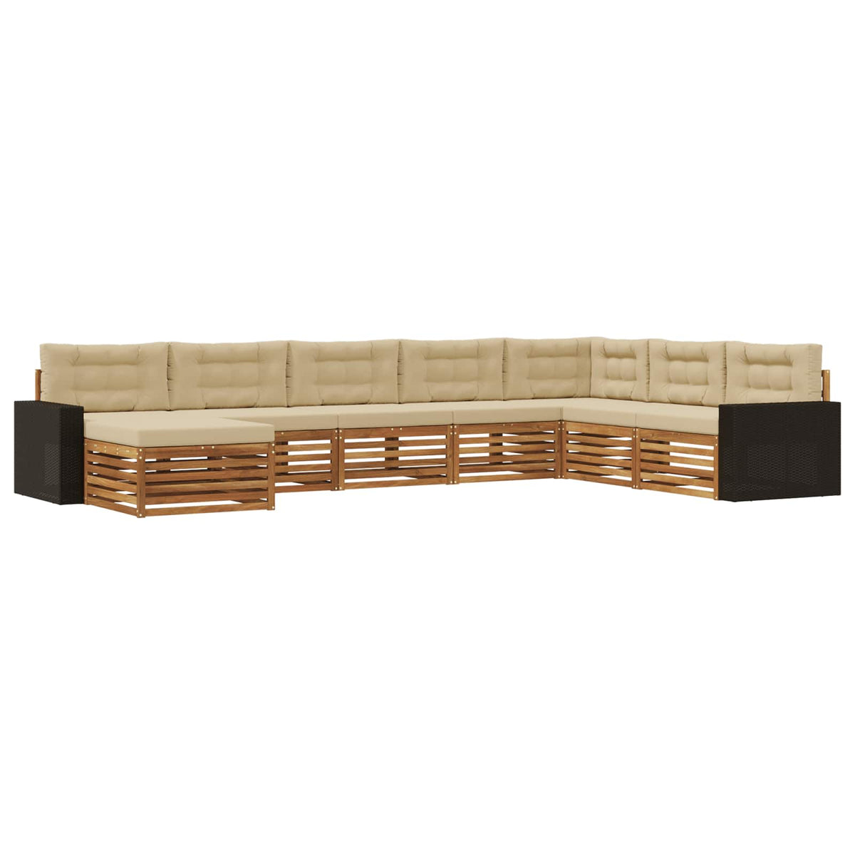 Set vanjskih sofa 8 kom. Prirodna i bež Čvrsto drvo akacije