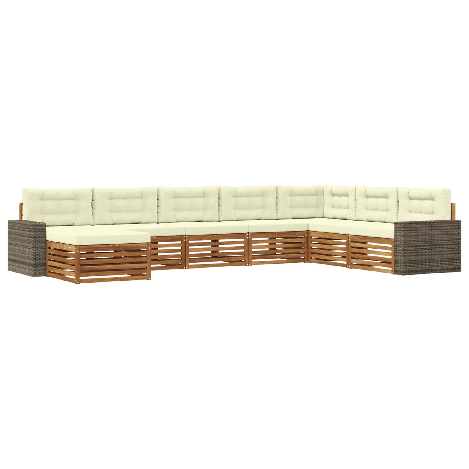 Set vanjskih sofa 8 kom. Prirodna i krem Čvrsto drvo akacije