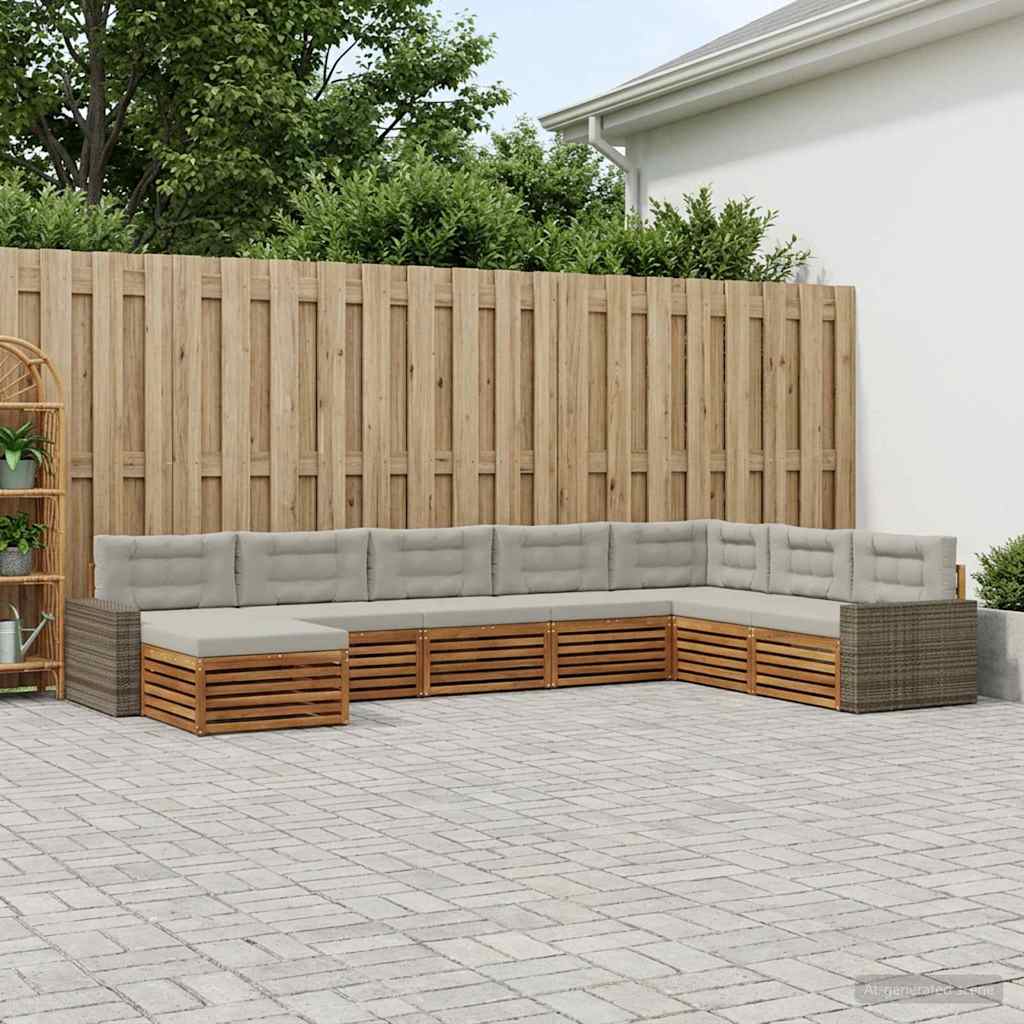 Set vanjskih sofa 8 kom. Prirodna i svjetlosiva