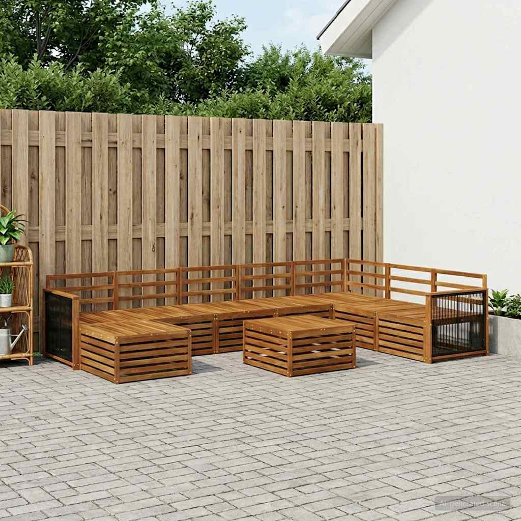 Set vanjskih sofa 9 kom. Prirodna Čvrsto drvo akacije