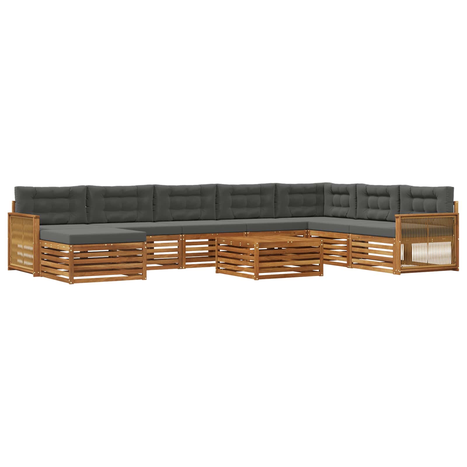 Set vanjskih sofa 9 pcs Prirodna i antracit Čvrsto drvo akacije