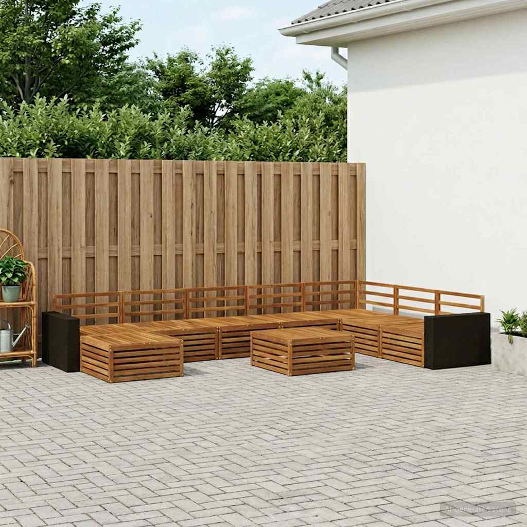 Set vanjskih sofa 9 kom. Prirodna Čvrsto drvo akacije