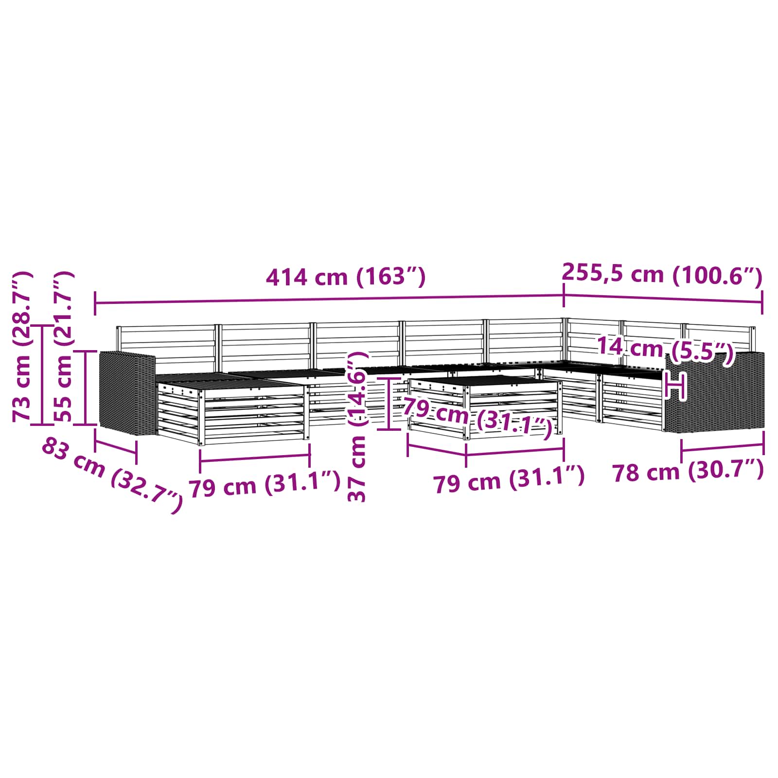Set vanjskih sofa 9 kom. Prirodna Čvrsto drvo akacije
