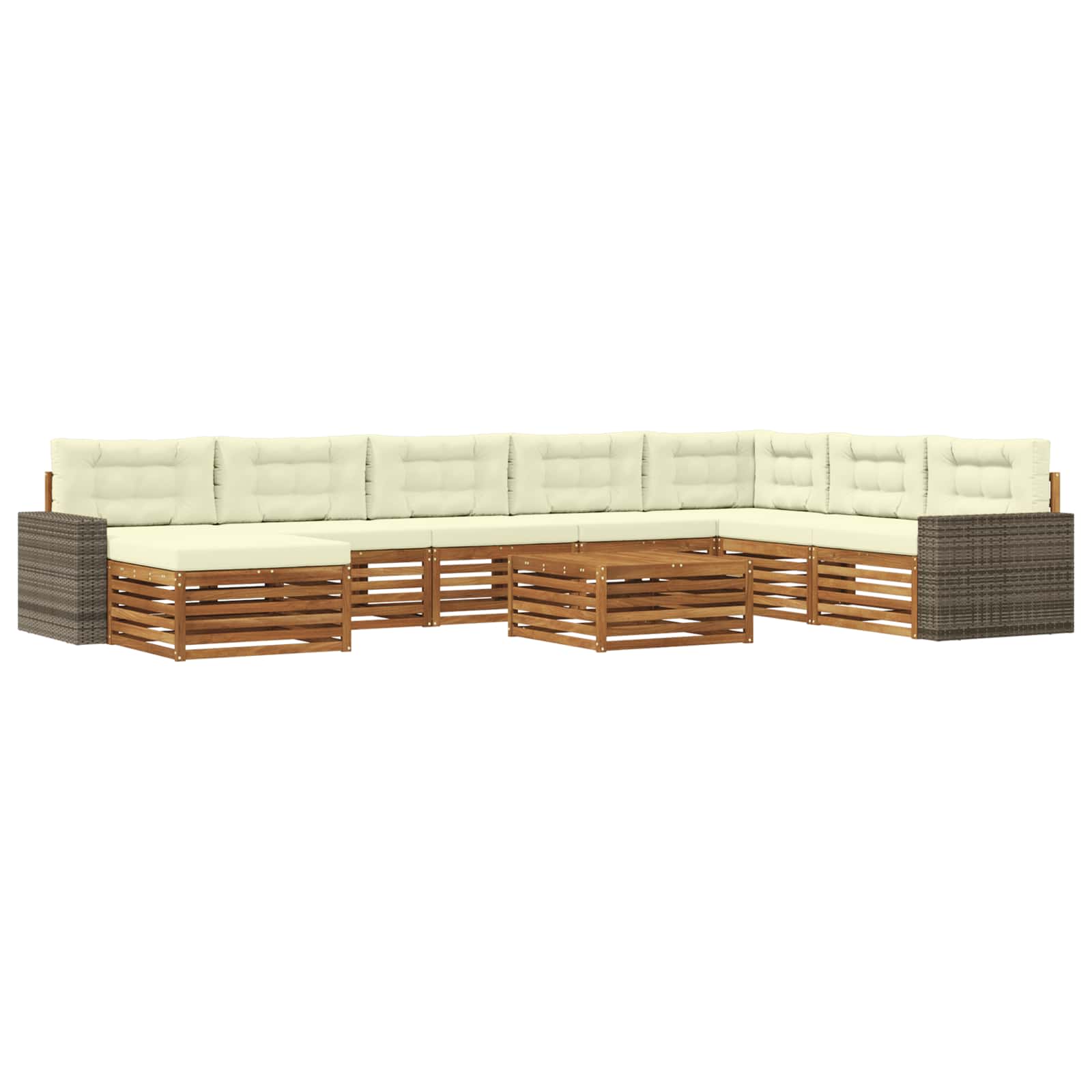 Set vanjskih sofa 9 kom. Prirodna i krem Čvrsto drvo akacije