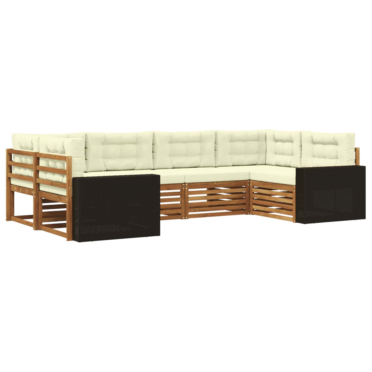 Set vanjskih sofa 6 kom. Prirodna i krem Čvrsto drvo akacije