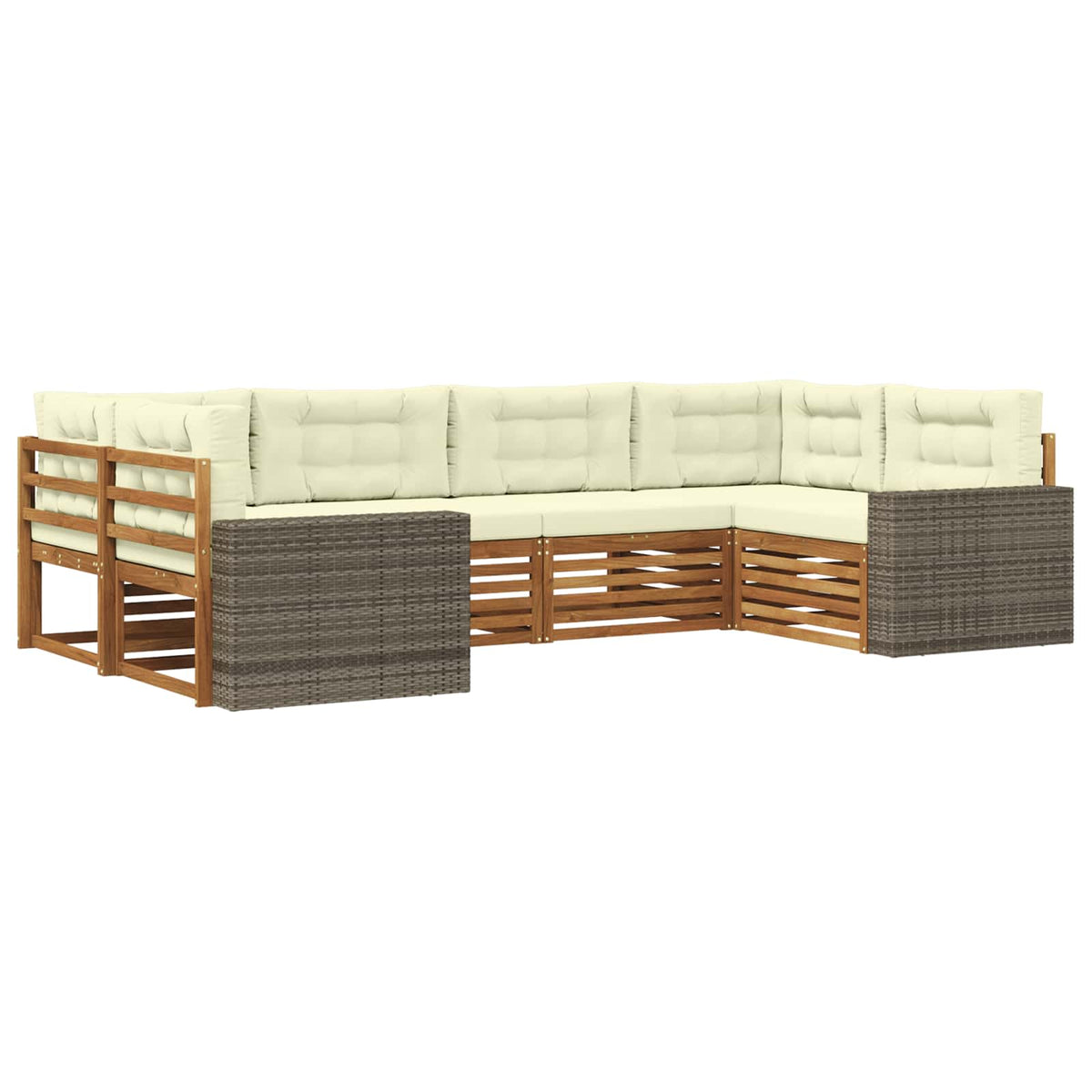 Set vanjskih sofa 6 kom. Prirodna i krem Čvrsto drvo akacije