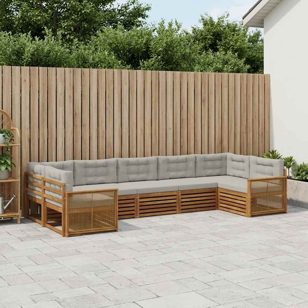 Set vanjskih sofa 7 kom. Prirodna i svjetlosiva