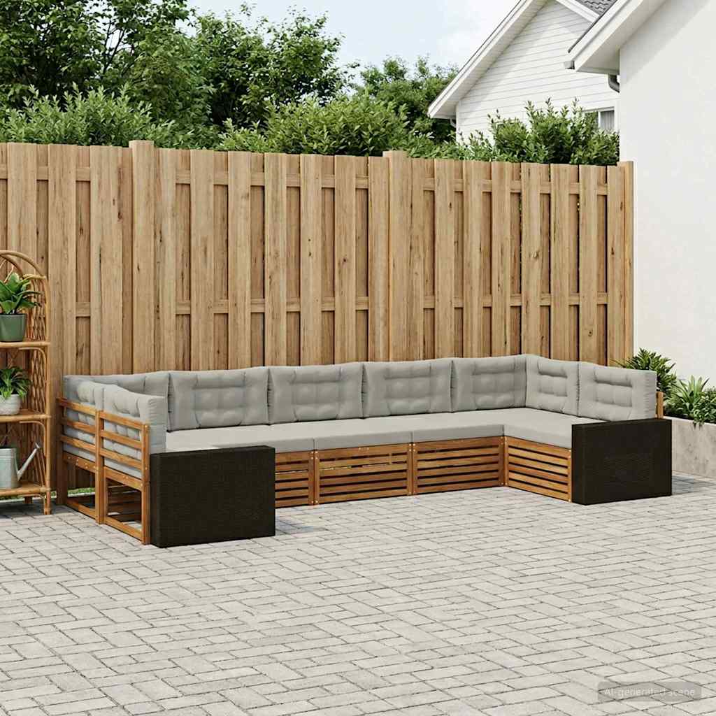 Set vanjskih sofa 7 kom. Prirodna i svjetlosiva
