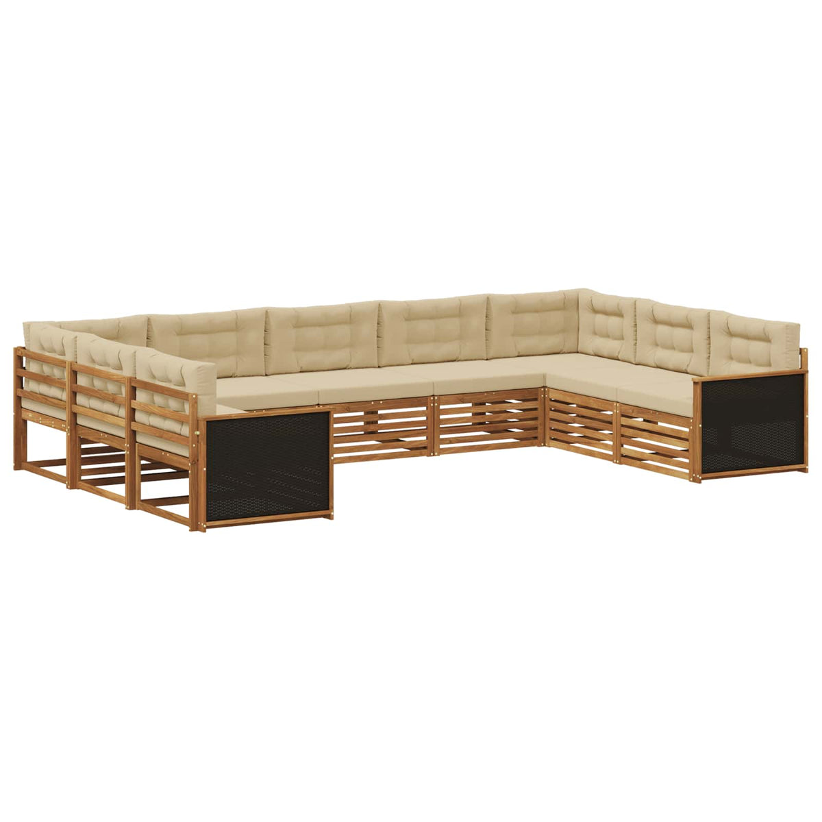 Set vanjskih sofa 9 pcs Prirodna i bež Čvrsto drvo akacije
