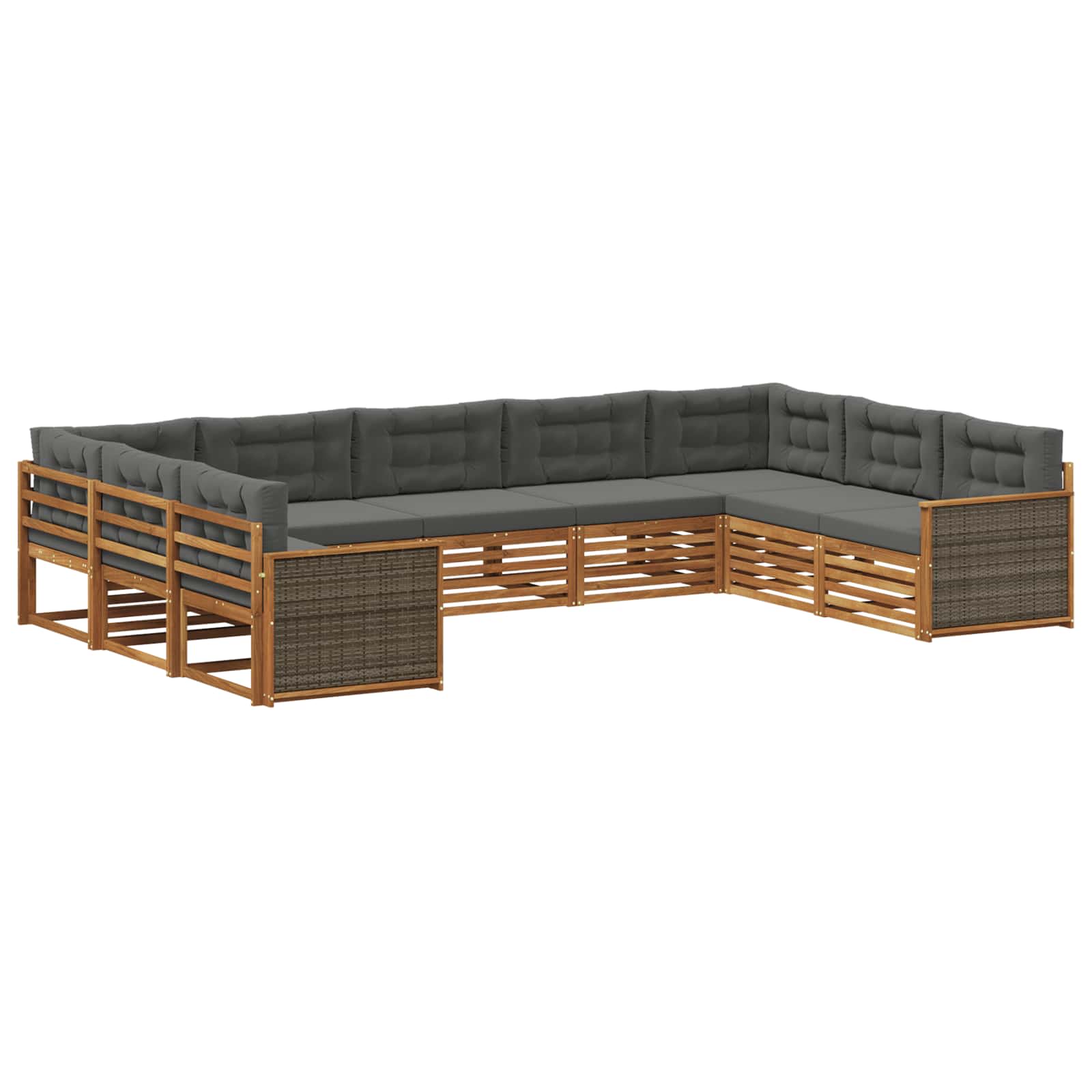 Set vanjskih sofa 9 pcs Prirodna i antracit Čvrsto drvo akacije