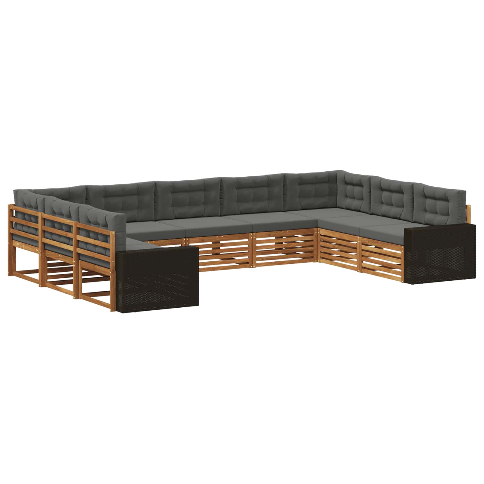 Set vanjskih sofa 9 pcs Prirodna i antracit Čvrsto drvo akacije