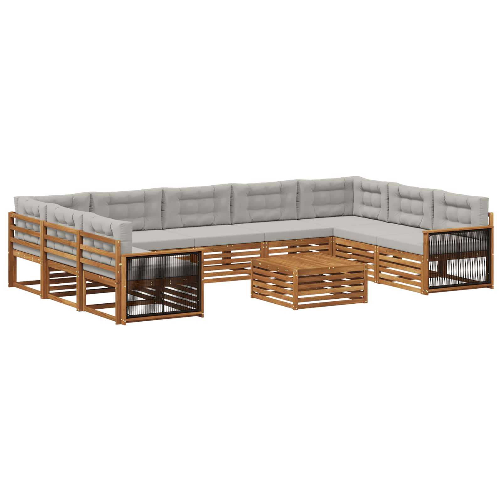 Set vanjskih sofa s jastukom 10 pcs Prirodna i svjetlosiva