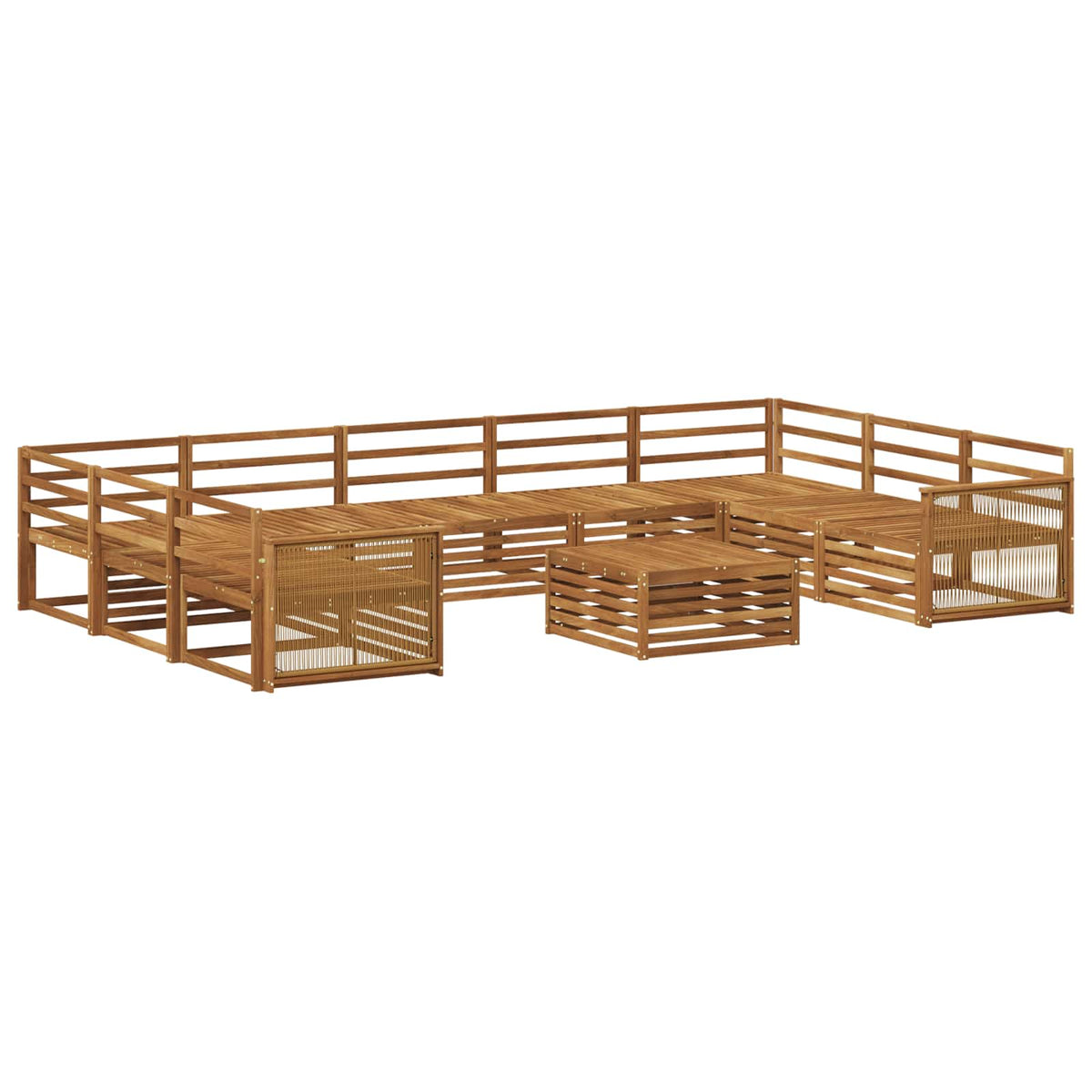 Set vanjskih sofa 10 kom. Prirodna Čvrsto drvo akacije