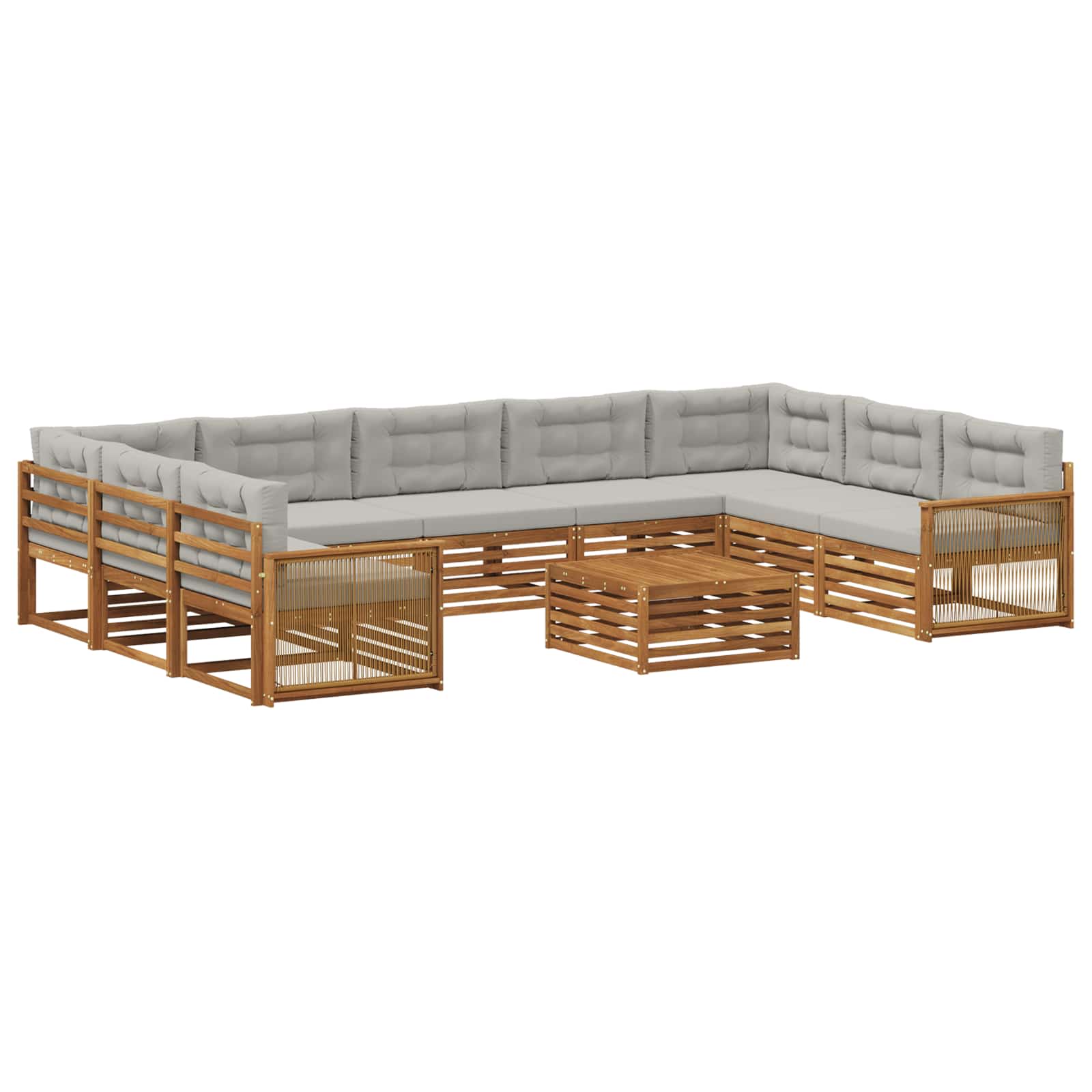 Set vanjskih sofa s jastukom 10 pcs Prirodna i svjetlosiva