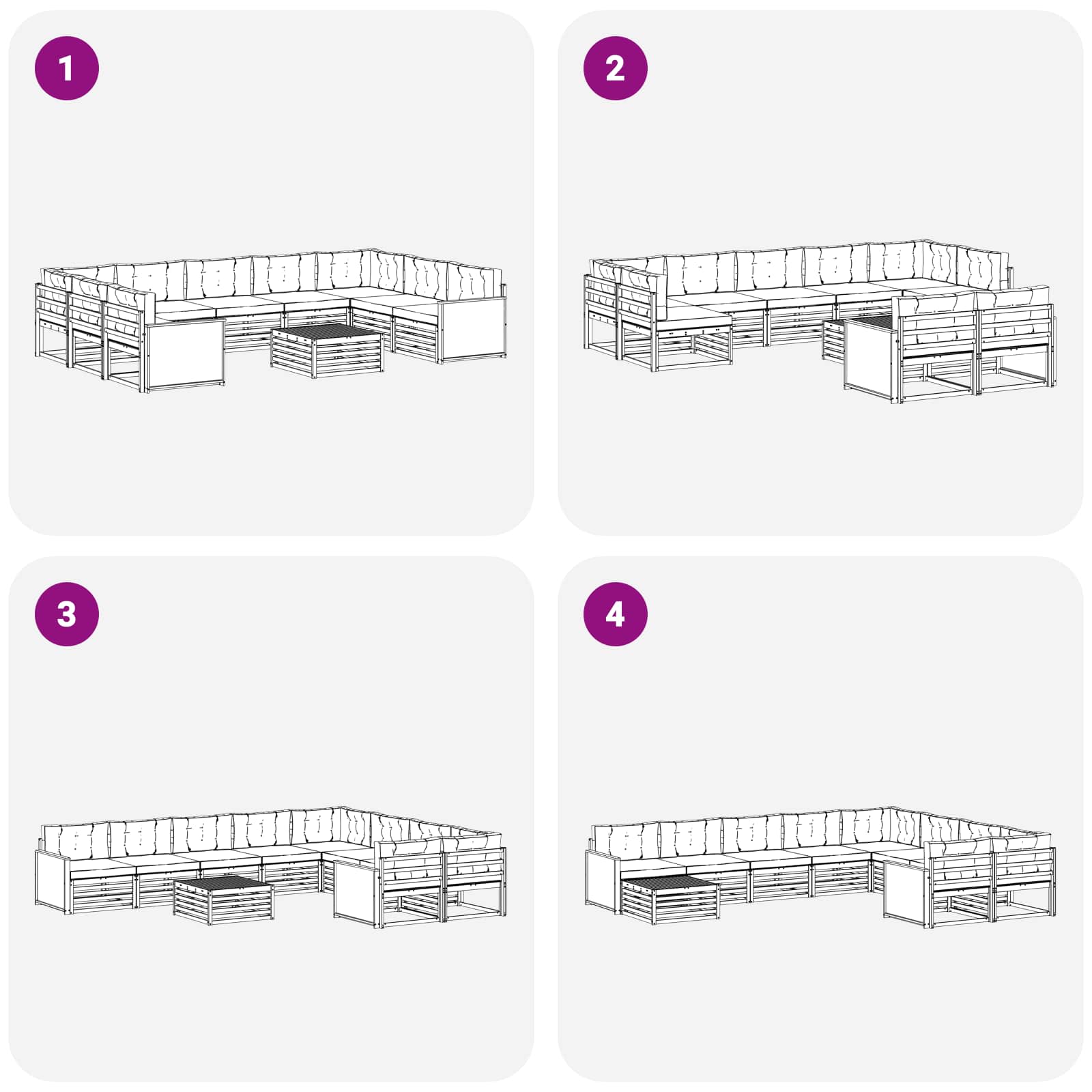Set vanjskih sofa 10 pcs Prirodna i bež Čvrsto drvo akacije
