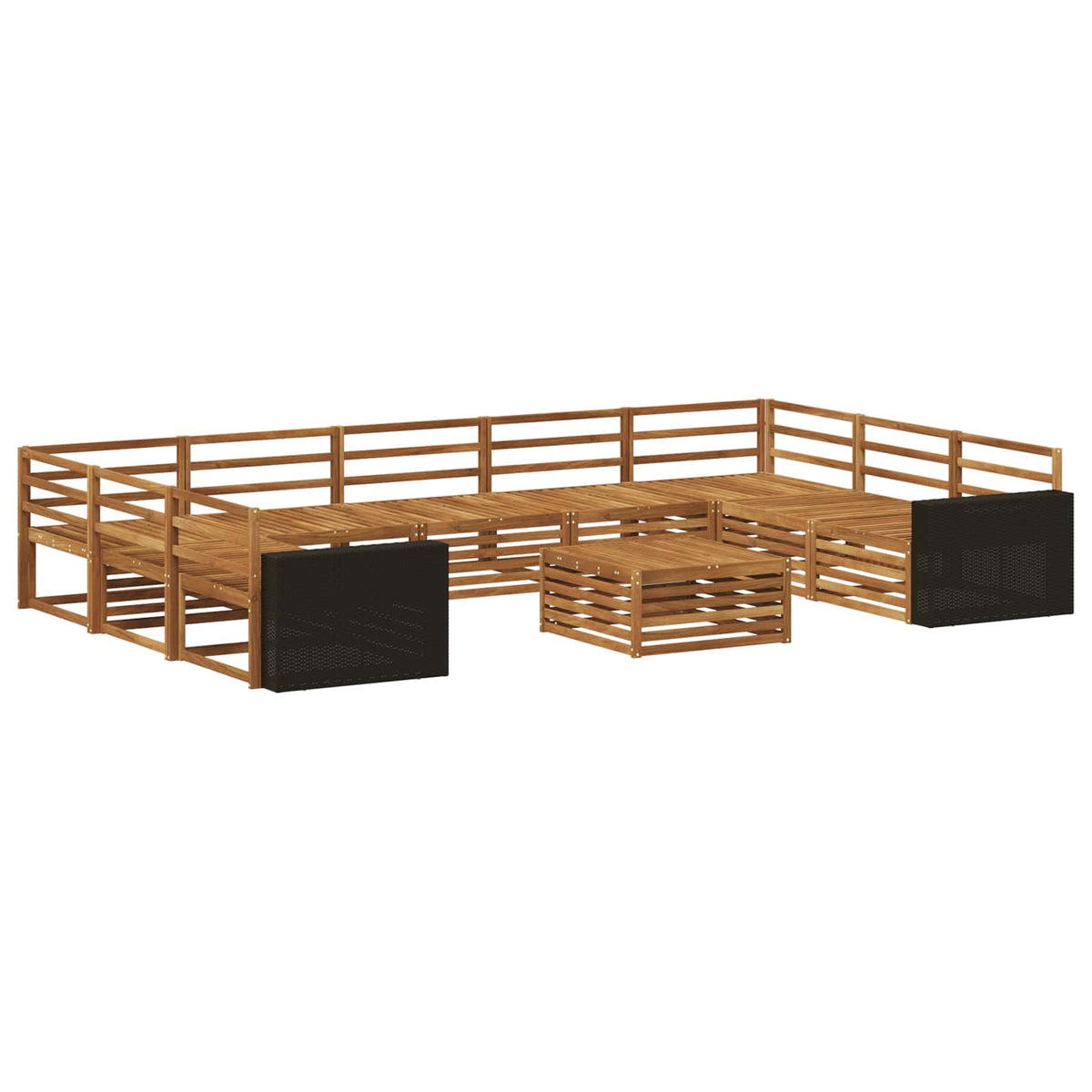 Set vanjskih sofa 10 kom. Prirodna Čvrsto drvo akacije