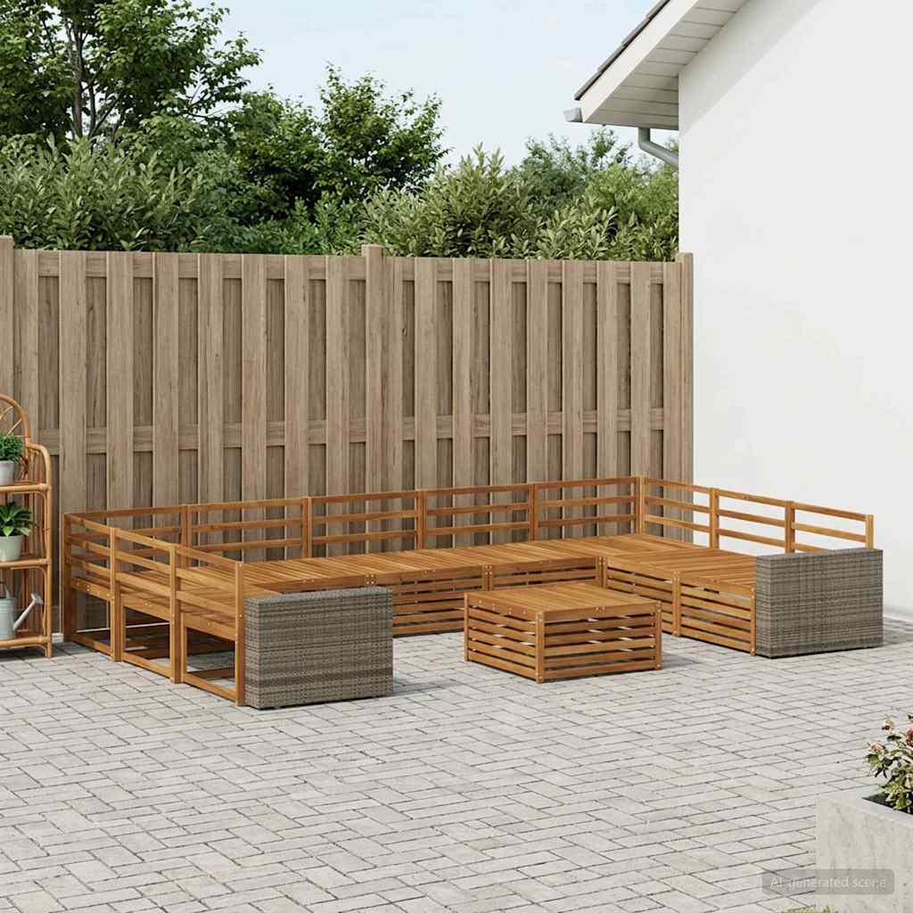 Set vanjskih sofa 10 kom. Prirodna Čvrsto drvo akacije