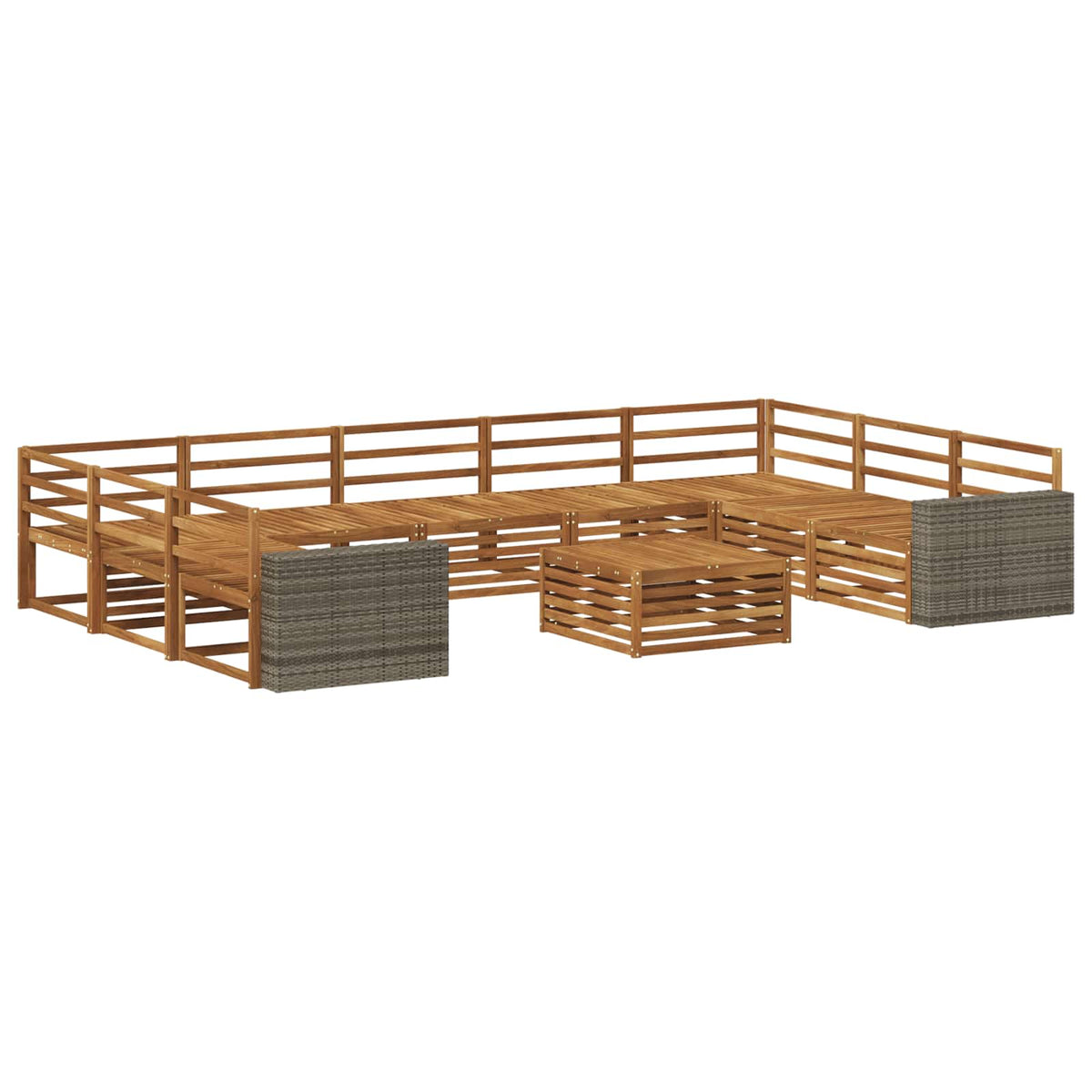 Set vanjskih sofa 10 kom. Prirodna Čvrsto drvo akacije